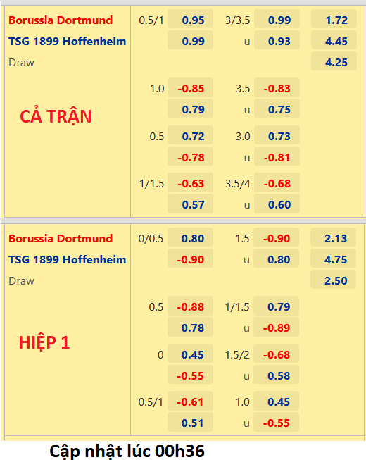 CHỐT KÈO trực tiếp trận Dortmund vs Hoffenheim, 01h30 ngày 03/9: VĐQG Đức