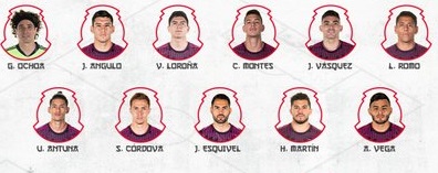 ĐỘI HÌNH RA SÂN trận U23 Mexico vs U23 Brazil