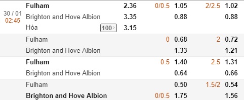 Nhận định Fulham vs Brighton, 02h45 ngày 30/1: Ngoại hạng Anh