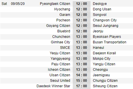 Lịch thi đấu cúp FA Hàn Quốc