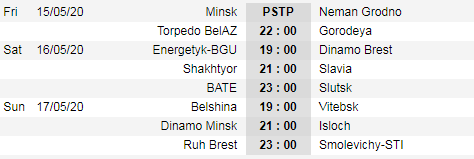 Lịch thi đấu vòng 9 giải VĐQG Belarus