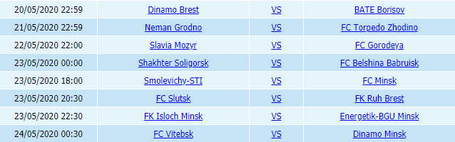 Lịch thi đấu vòng 10 giải VĐQG Belarus