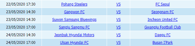 Lịch thi đấu giải VĐQG Hàn Quốc - K League