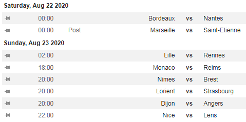 Lịch thi đấu vòng 1 giải VĐQG Pháp