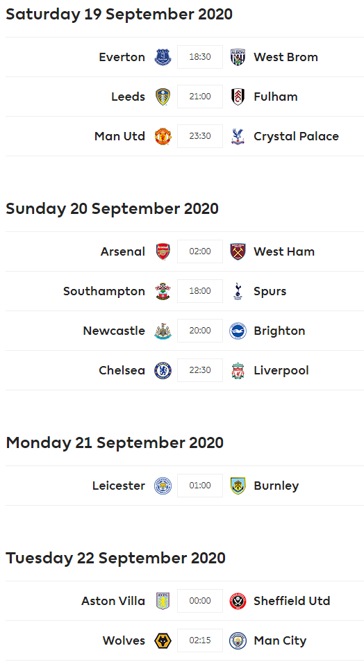 Lịch thi đấu vòng 2 giải Ngoại hạng Anh