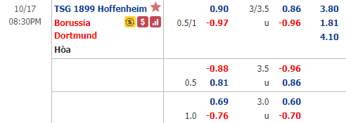 Nhận định soi kèo bóng đá Hoffenheim vs Dortmund, 20h30 ngày 17/10: VĐQG Đức