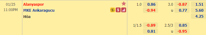 Nhận định bóng đá Alanyaspor vs Ankaragucu, 23h00 ngày 25/1: VĐQG Thổ Nhĩ Kỳ
