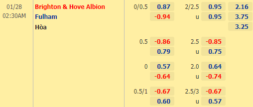 Nhận định bóng đá Brighton vs Fulham, 02h30 ngày 28/01: Ngoại hạng Anh
