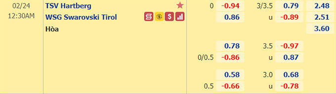 Nhận định bóng đá Hartberg vs WSG Wattens, 0h30 ngày 24/2: VĐQG Áo
