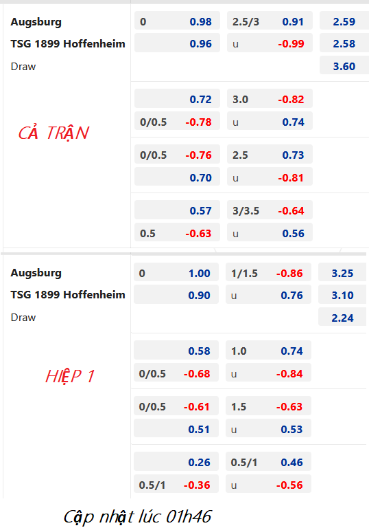 CHỐT KÈO trực tiếp trận Augsburg vs Hoffenheim, 02h30 ngày 18/02: VĐQG Đức