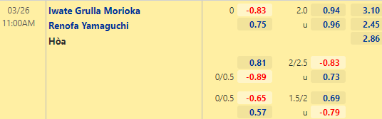 Nhận định bóng đá Grulla Morioka vs Renofa, 11h00 ngày 26/03: Hạng 2 Nhật Bản